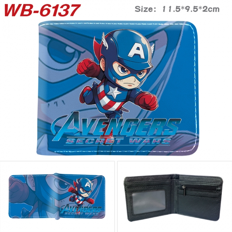 Marvel Animation color PU leather half fold wallet 11.5X9X2CM WB-6137