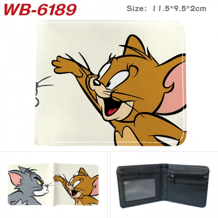 Tom and Jerry Animation color PU leather half fold wallet 11.5X9X2CM WB-6189