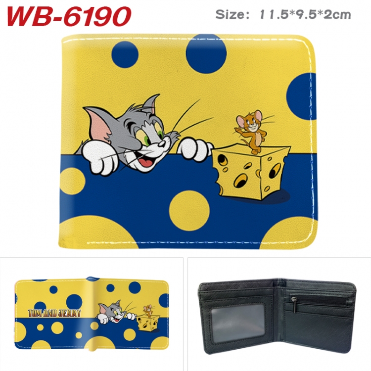 Tom and Jerry Animation color PU leather half fold wallet 11.5X9X2CM WB-6190