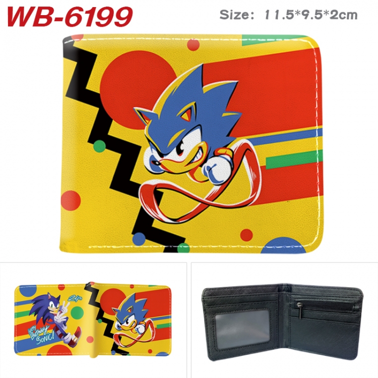 Sonic The Hedgehog Animation color PU leather half fold wallet 11.5X9X2CM WB-6199