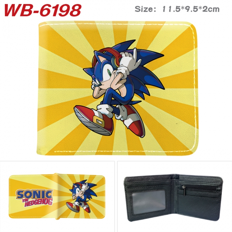 Sonic The Hedgehog Animation color PU leather half fold wallet 11.5X9X2CM WB-6198