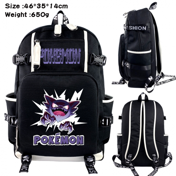 Pokemon Data USB backpack Cartoon printed student backpack 46X35X14CM 650G