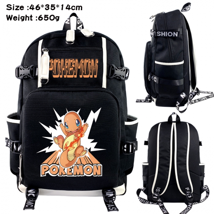 Pokemon Data USB backpack Cartoon printed student backpack 46X35X14CM 650G