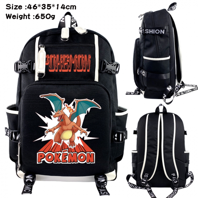 Pokemon Data USB backpack Cartoon printed student backpack 46X35X14CM 650G