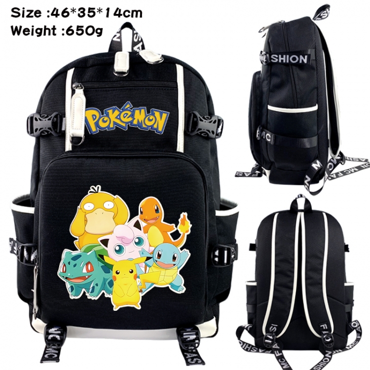 Pokemon Data USB backpack Cartoon printed student backpack 46X35X14CM 650G