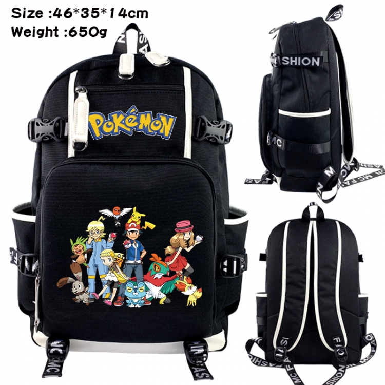 Pokemon Data USB backpack Cartoon printed student backpack 46X35X14CM 650G