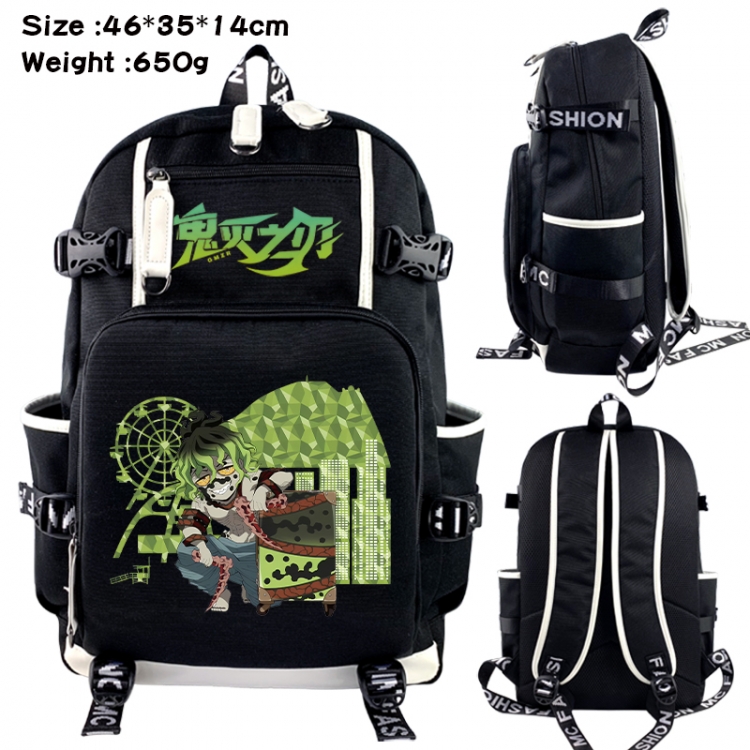 Demon Slayer Kimets Data USB backpack Cartoon printed student backpack 46X35X14CM 650G