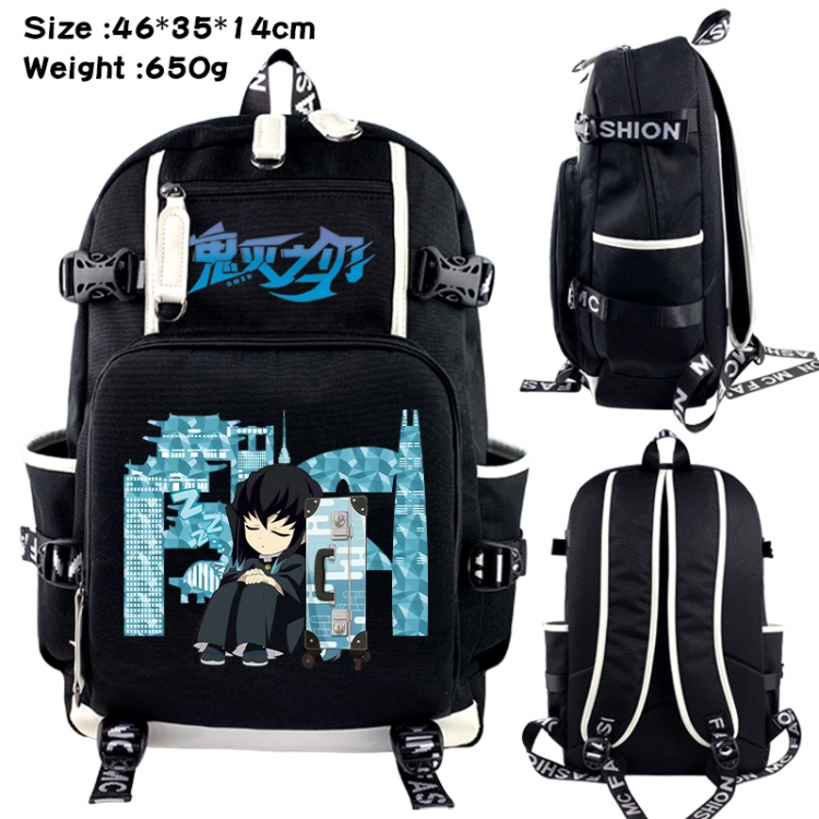 Demon Slayer Kimets Data USB backpack Cartoon printed student backpack 46X35X14CM 650G