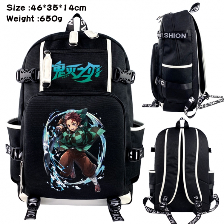 Demon Slayer Kimets Data USB backpack Cartoon printed student backpack 46X35X14CM 650G