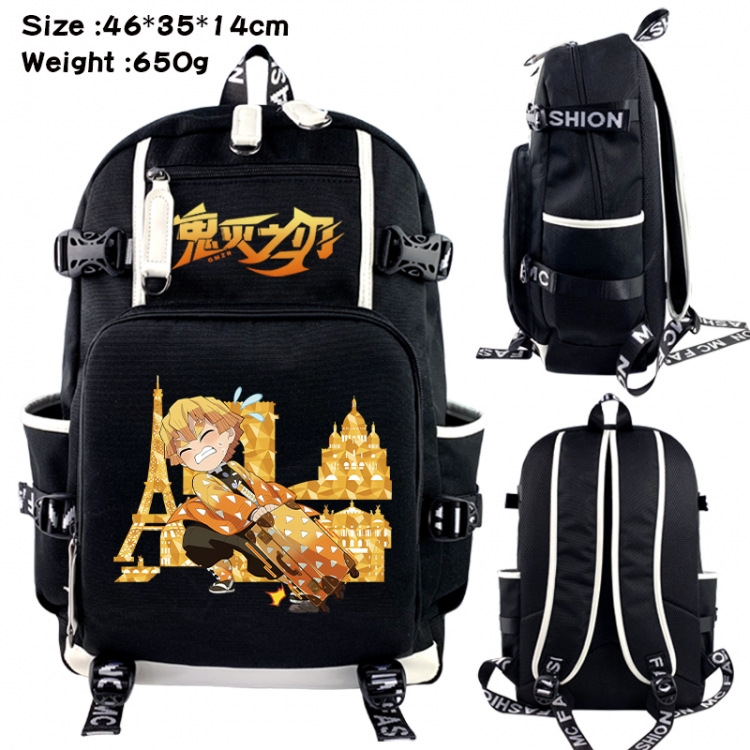 Demon Slayer Kimets Data USB backpack Cartoon printed student backpack 46X35X14CM 650G