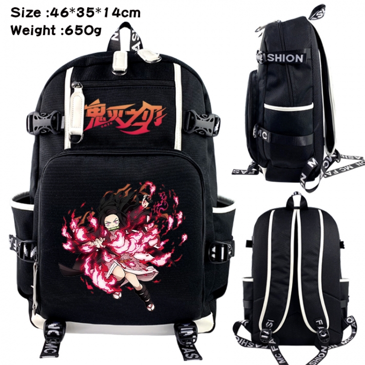 Demon Slayer Kimets Data USB backpack Cartoon printed student backpack 46X35X14CM 650G