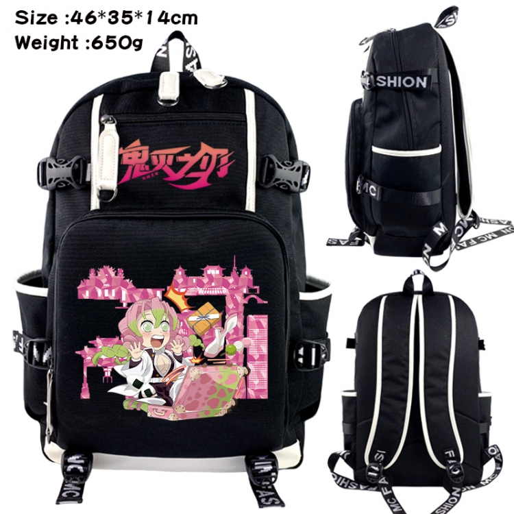 Demon Slayer Kimets Data USB backpack Cartoon printed student backpack 46X35X14CM 650G