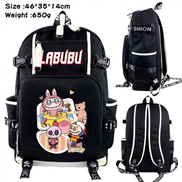 Labubu Data USB backpack Cartoon printed student backpack 46X35X14CM 650G