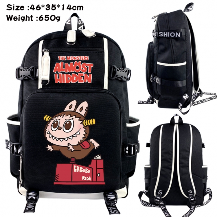 Labubu Data USB backpack Cartoon printed student backpack 46X35X14CM 650G