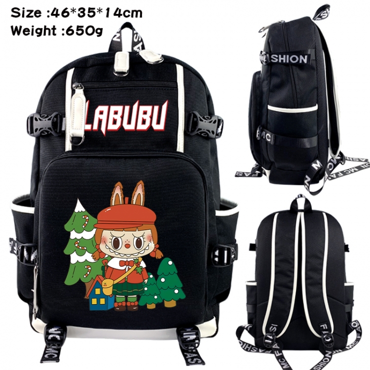 Labubu Data USB backpack Cartoon printed student backpack 46X35X14CM 650G