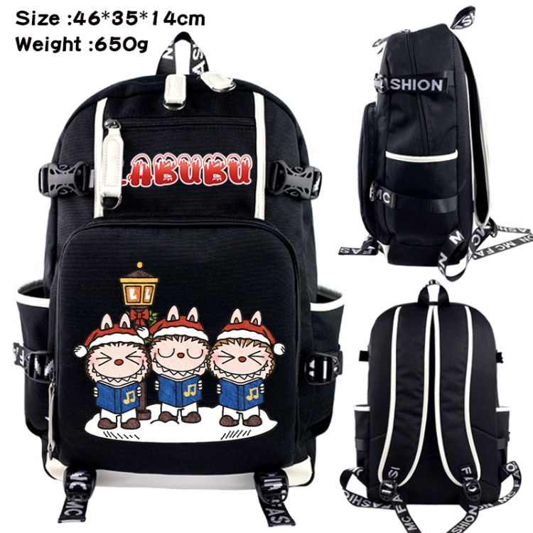 Labubu Data USB backpack Cartoon printed student backpack 46X35X14CM 650G