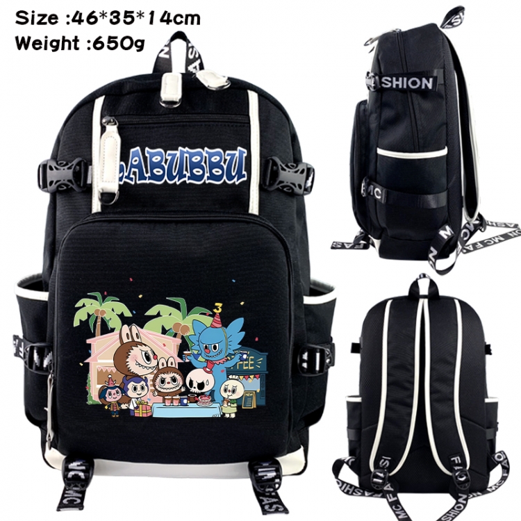 Labubu Data USB backpack Cartoon printed student backpack 46X35X14CM 650G