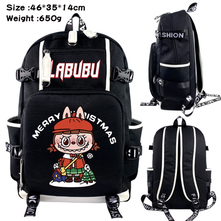 Labubu Data USB backpack Cartoon printed student backpack 46X35X14CM 650G