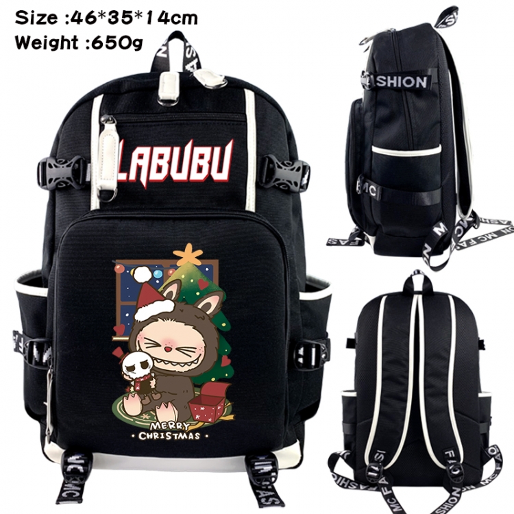 Labubu Data USB backpack Cartoon printed student backpack 46X35X14CM 650G