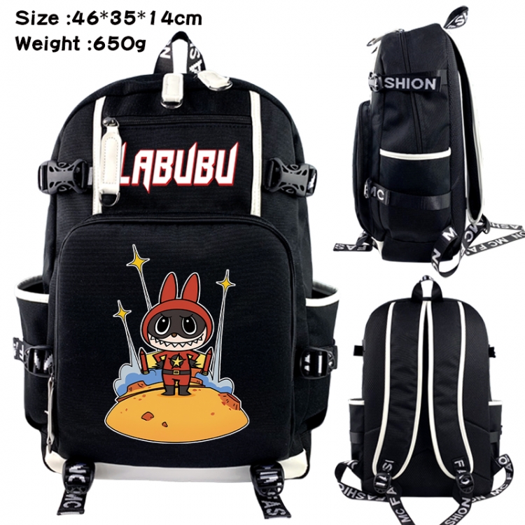 Labubu Data USB backpack Cartoon printed student backpack 46X35X14CM 650G