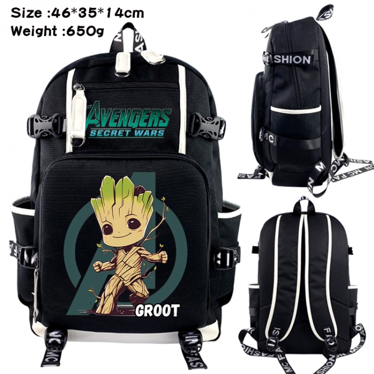 Marvel Data USB backpack Cartoon printed student backpack 46X35X14CM 650G