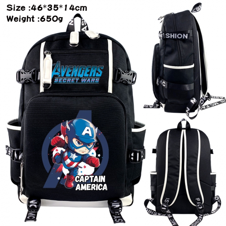 Marvel Data USB backpack Cartoon printed student backpack 46X35X14CM 650G