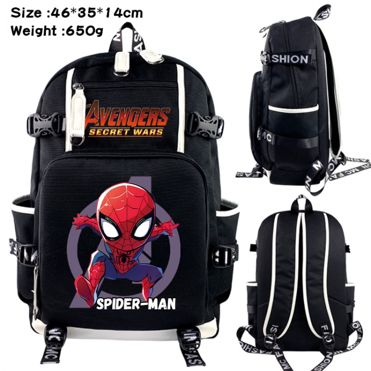 Marvel Data USB backpack Cartoon printed student backpack 46X35X14CM 650G