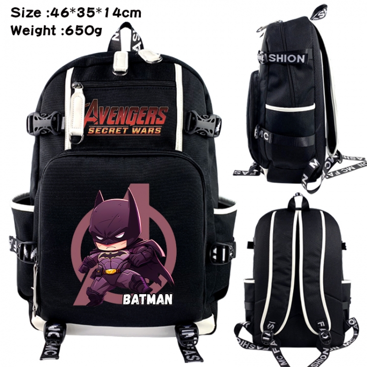 Marvel Data USB backpack Cartoon printed student backpack 46X35X14CM 650G