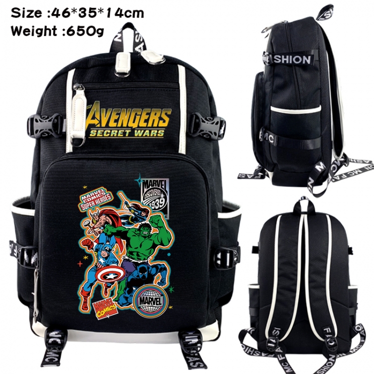 Marvel Data USB backpack Cartoon printed student backpack 46X35X14CM 650G