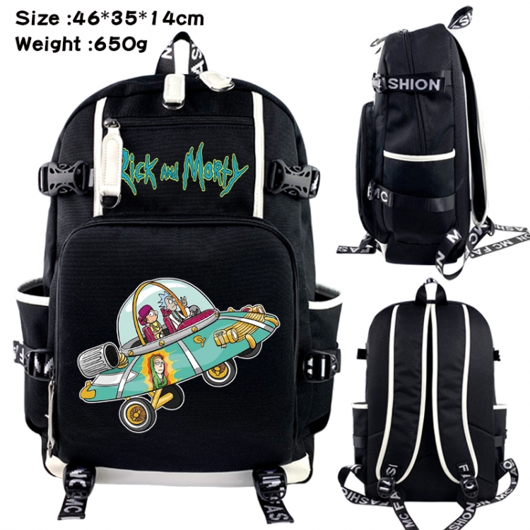 Rick and Morty Data USB backpack Cartoon printed student backpack 46X35X14CM 650G