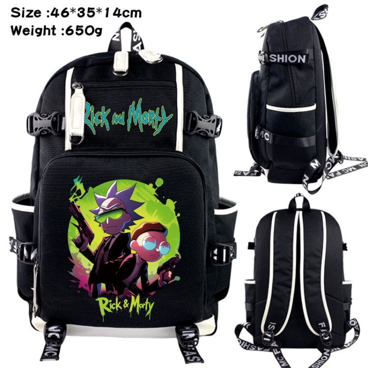 Rick and Morty Data USB backpack Cartoon printed student backpack 46X35X14CM 650G