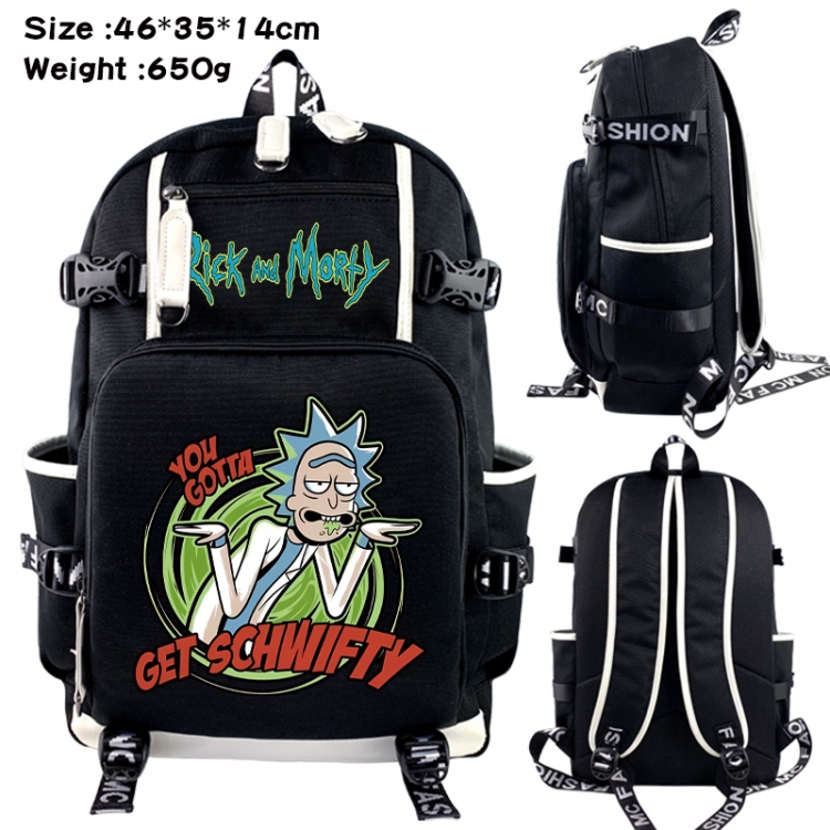 Rick and Morty Data USB backpack Cartoon printed student backpack 46X35X14CM 650G