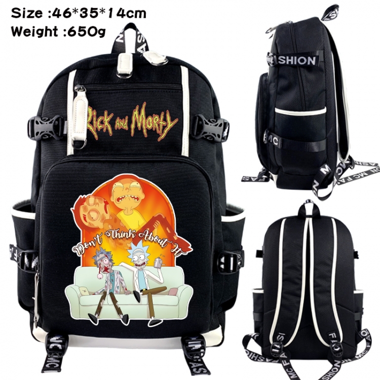 Rick and Morty Data USB backpack Cartoon printed student backpack 46X35X14CM 650G