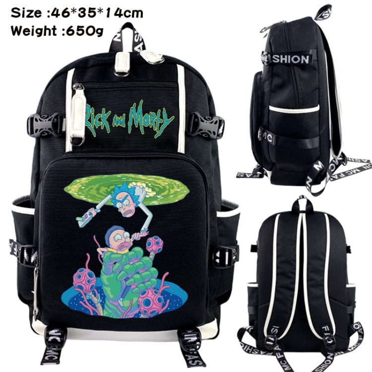 Rick and Morty Data USB backpack Cartoon printed student backpack 46X35X14CM 650G