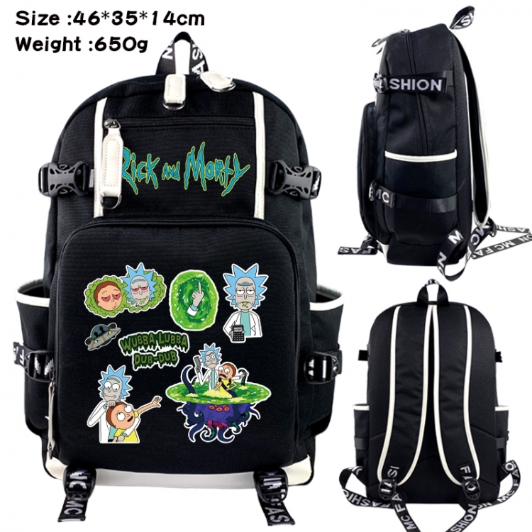 Rick and Morty Data USB backpack Cartoon printed student backpack 46X35X14CM 650G