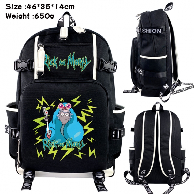 Rick and Morty Data USB backpack Cartoon printed student backpack 46X35X14CM 650G