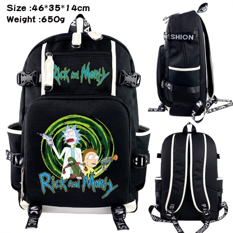 Rick and Morty Data USB backpack Cartoon printed student backpack 46X35X14CM 650G