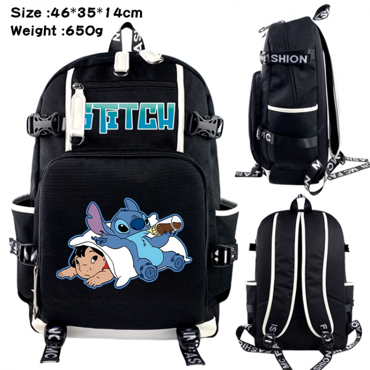 Lilo & Stitch Data USB backpack Cartoon printed student backpack 46X35X14CM 650G