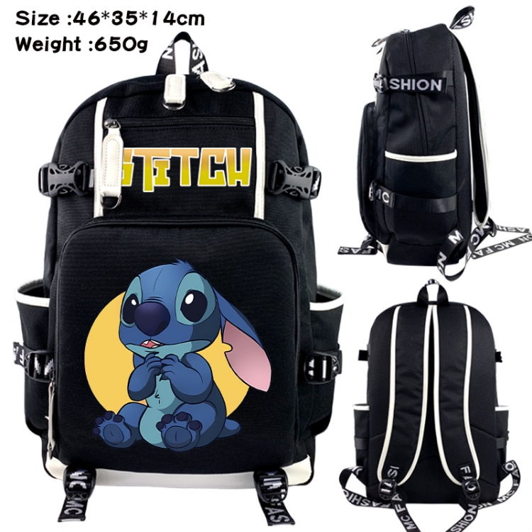 Lilo & Stitch Data USB backpack Cartoon printed student backpack 46X35X14CM 650G