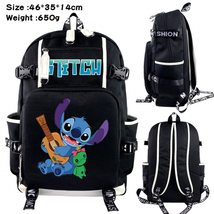 Lilo & Stitch Data USB backpack Cartoon printed student backpack 46X35X14CM 650G