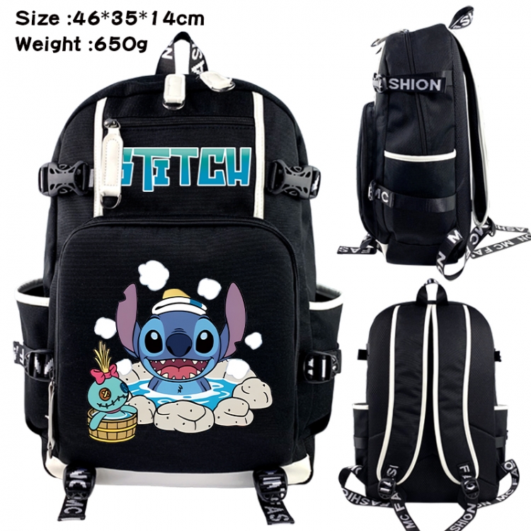 Lilo & Stitch Data USB backpack Cartoon printed student backpack 46X35X14CM 650G