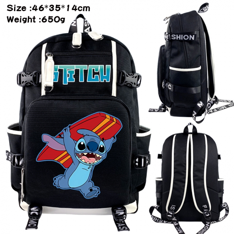 Lilo & Stitch Data USB backpack Cartoon printed student backpack 46X35X14CM 650G