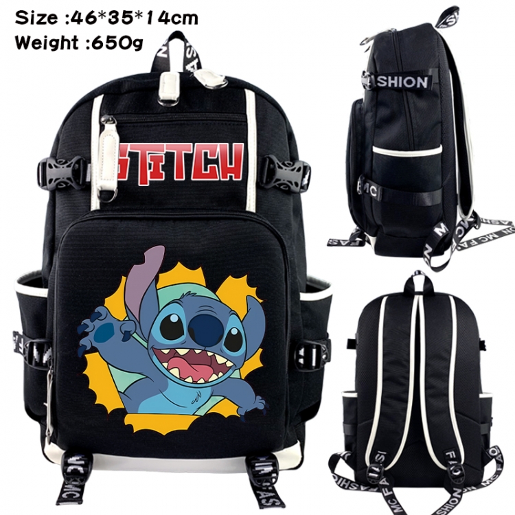 Lilo & Stitch Data USB backpack Cartoon printed student backpack 46X35X14CM 650G