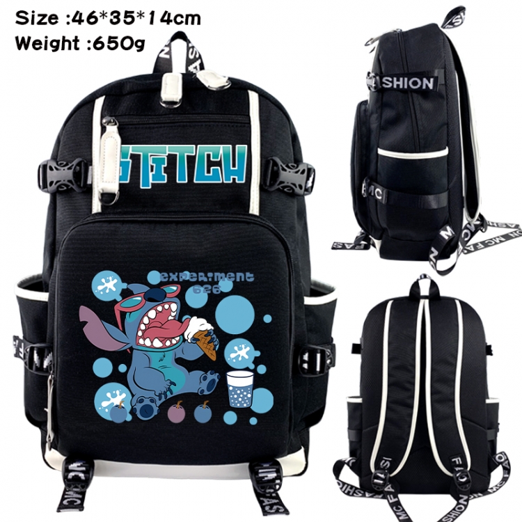 Lilo & Stitch Data USB backpack Cartoon printed student backpack 46X35X14CM 650G