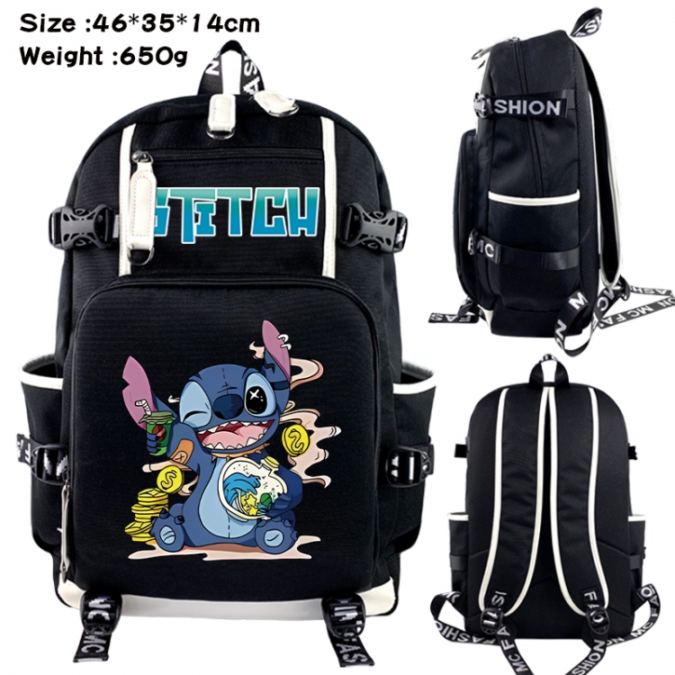 Lilo & Stitch Data USB backpack Cartoon printed student backpack 46X35X14CM 650G