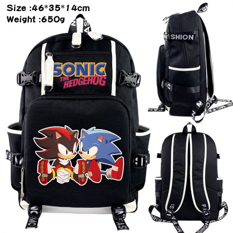 Sonic The Hedgehog Data USB backpack Cartoon printed student backpack 46X35X14CM 650G