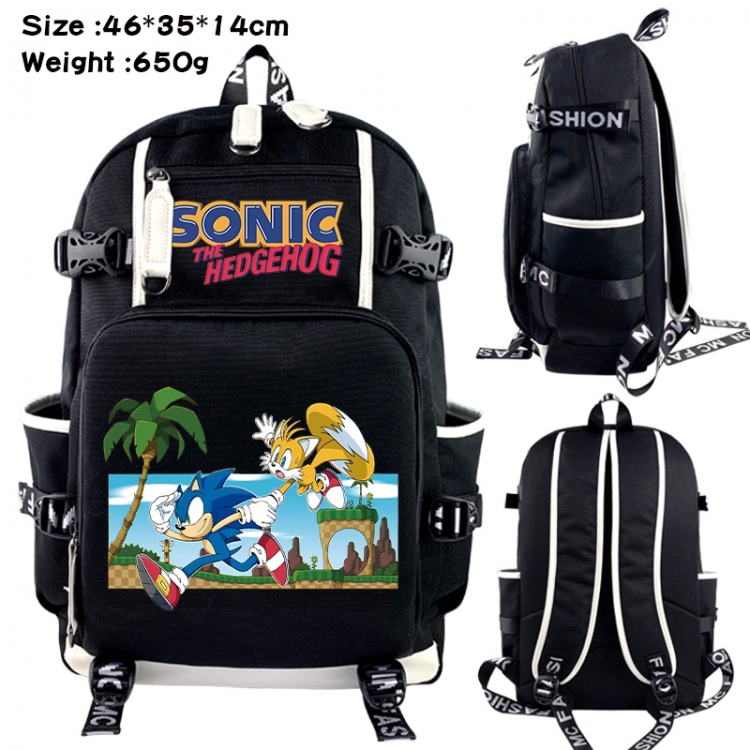 Sonic The Hedgehog Data USB backpack Cartoon printed student backpack 46X35X14CM 650G