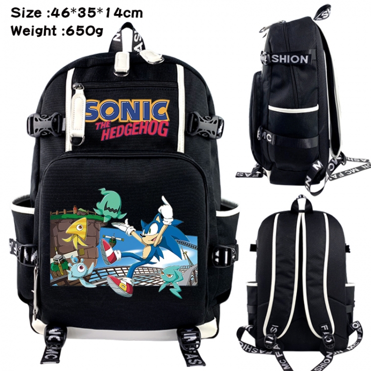 Sonic The Hedgehog Data USB backpack Cartoon printed student backpack 46X35X14CM 650G