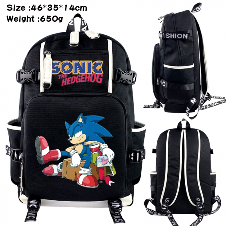 Sonic The Hedgehog Data USB backpack Cartoon printed student backpack 46X35X14CM 650G