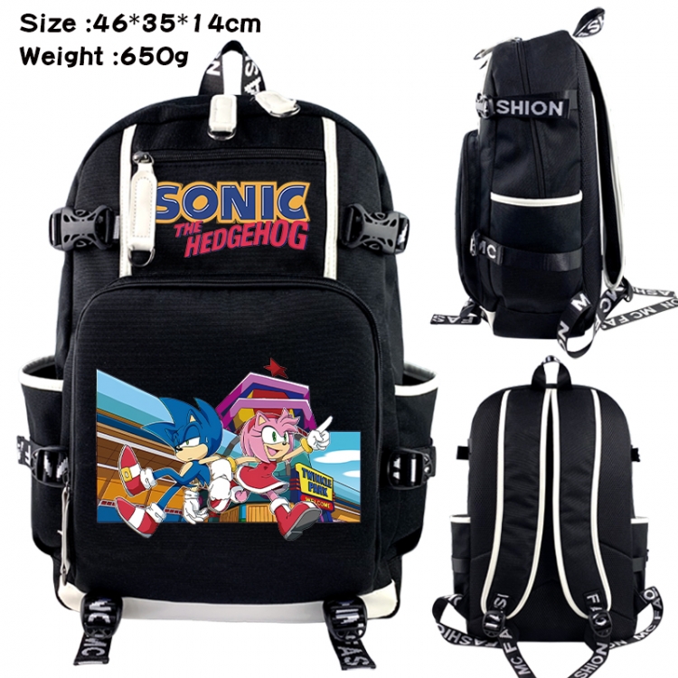 Sonic The Hedgehog Data USB backpack Cartoon printed student backpack 46X35X14CM 650G